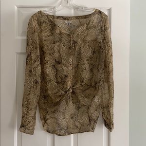 Snakeskin sheer button down